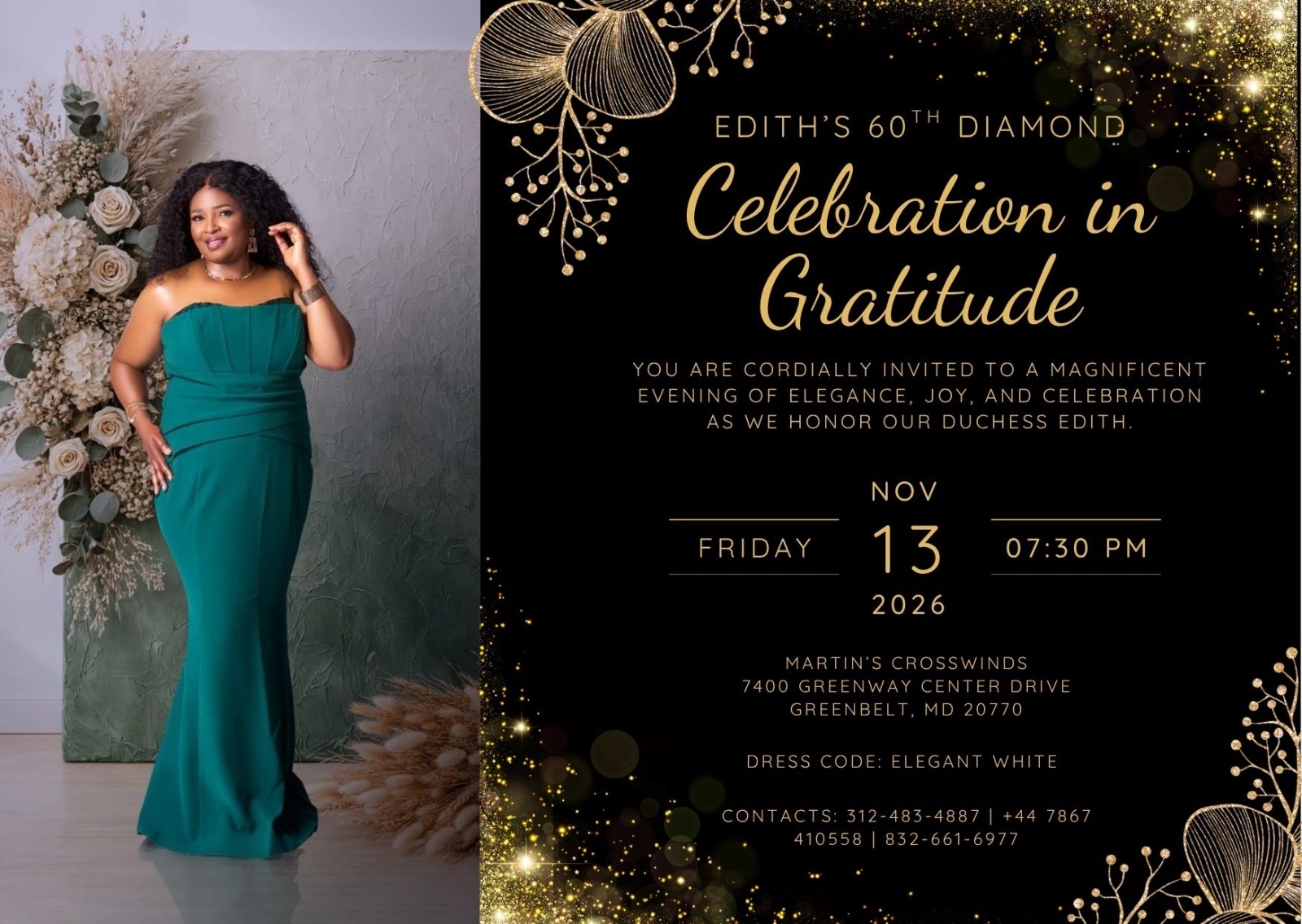 Official invitation for Edith’s 60th birthday celebration