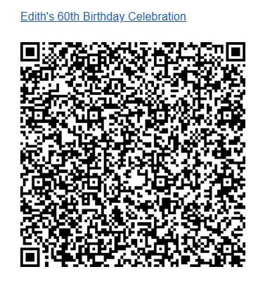 QR code for Edith’s 60th birthday celebration